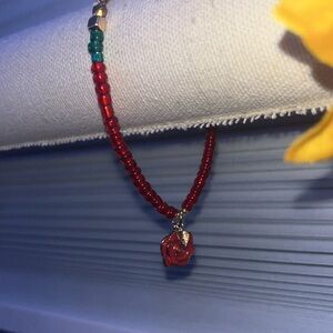 Red Rose Beaded Bracelet